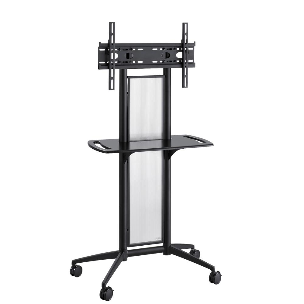 Safco Impromptu Flat Panel TV Cart - Up to 42" Screen Support - 80 lb Load Capacity - 1 x Shelf(ves) - 65.5" Height x 38" Width x 20" Depth - Steel, Plastic, Polycarbonate - Black