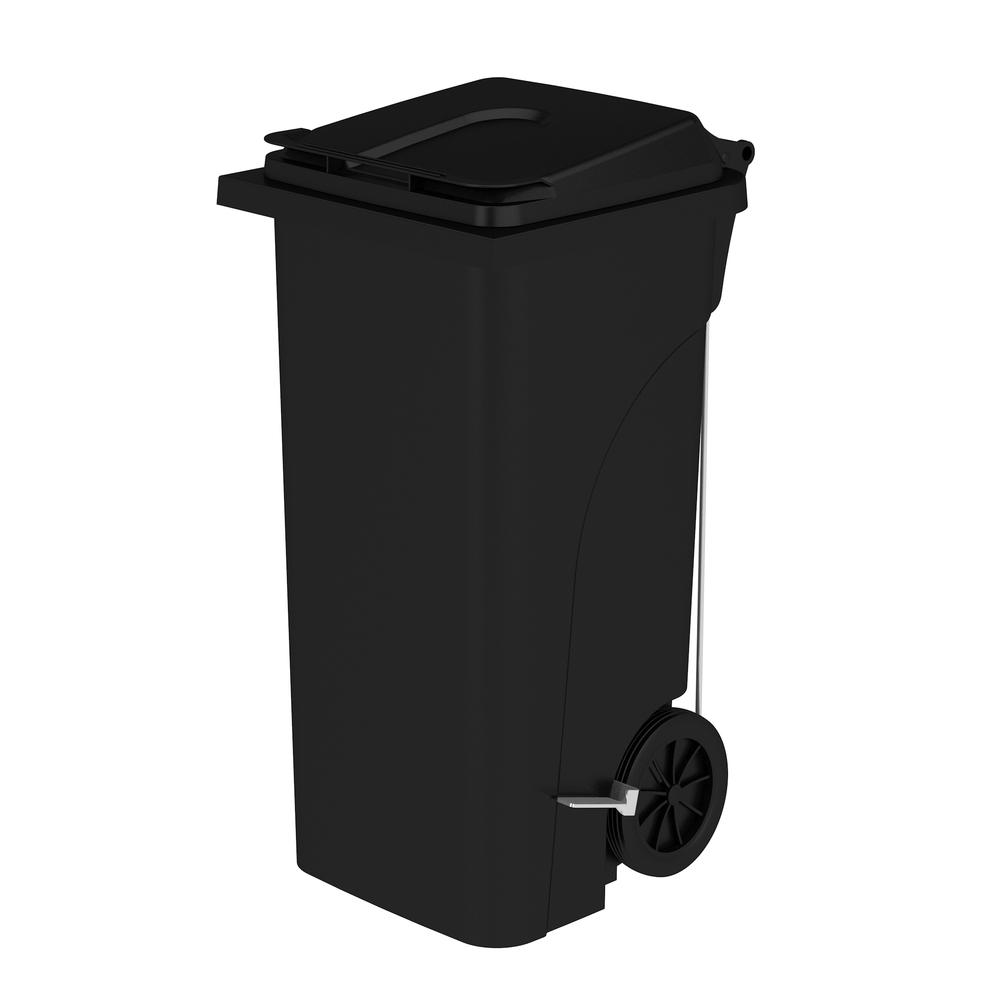 Plastic Step-On Receptacle, 32 Gallon - Black