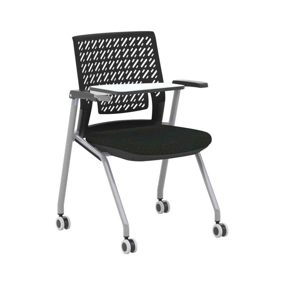 Mayline Thesis - Flex Back, Tablet - Black Fabric Seat - Poly Back - Gray Frame - Four-legged Base - 18.25" Seat Width x 17.50" Seat Depth - 24" Width x 25.3" Depth x 33.3" Height - 2 / Carton