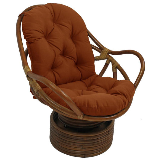 Rattan Swivel Rocker with Outdoor Fabric Cushion, Cinnamon