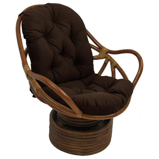 Rattan Swivel Rocker with Outdoor Fabric Cushion, Cocoa