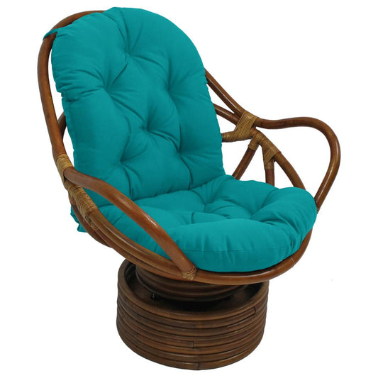 Rattan Swivel Rocker with Outdoor Fabric Cushion, Aqua Blue