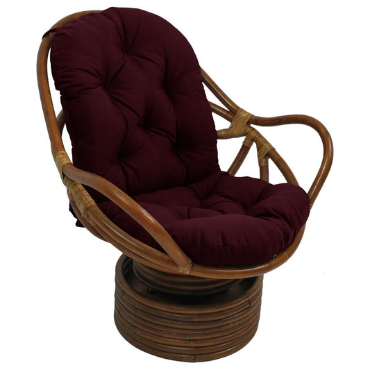 Rattan Swivel Rocker with Outdoor Fabric Cushion, Merlot