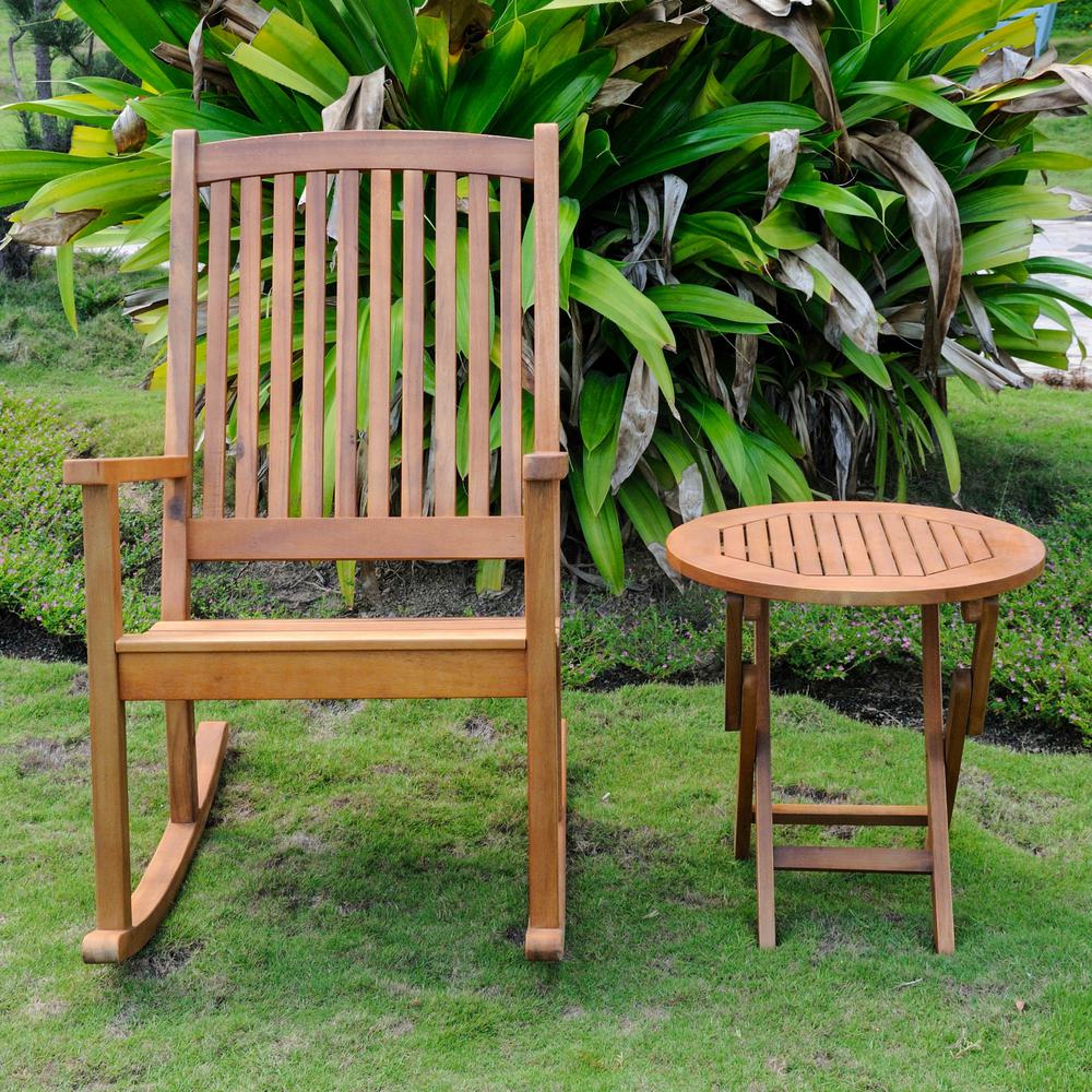 Nicosia Acacia Wood Rocker and Side Table