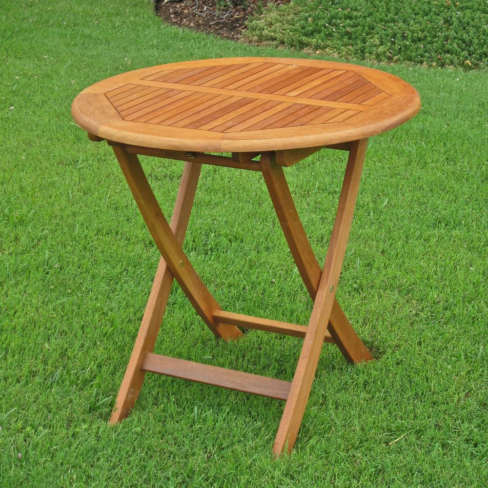 Royal Tahiti Outdoor Wooden 28" Round Folding Table