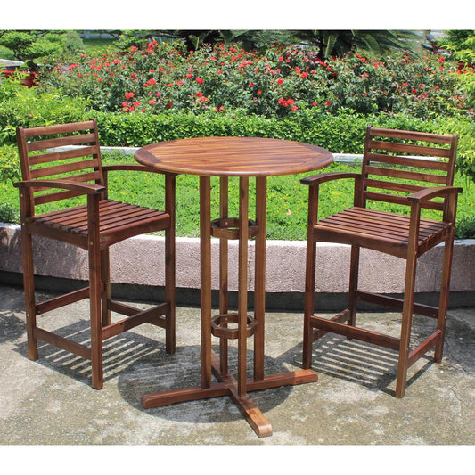 Highland Bar Height Set of Three Bistro Set, stain