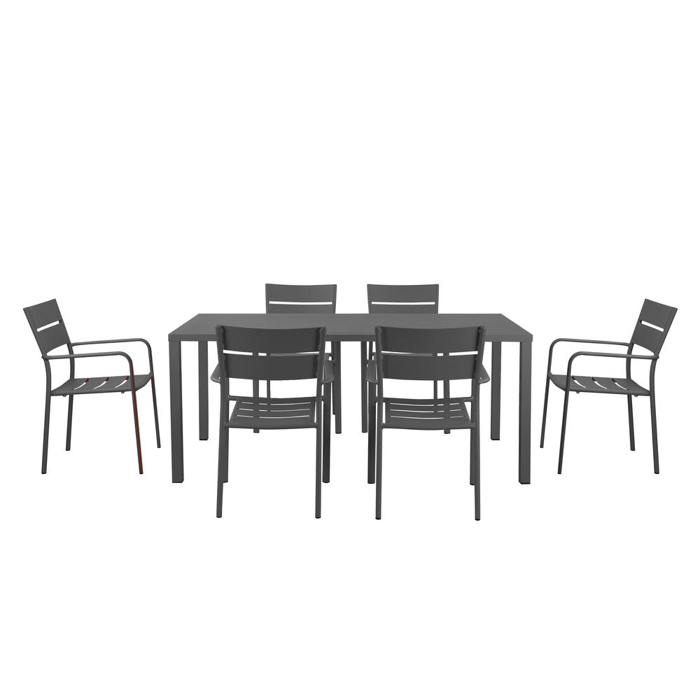 Miami 7 Piece Dining Set, Grey