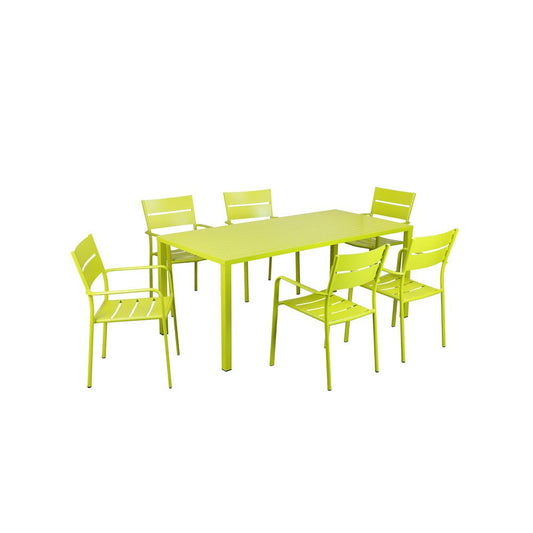 Miami 7 Piece Dining Set, Green