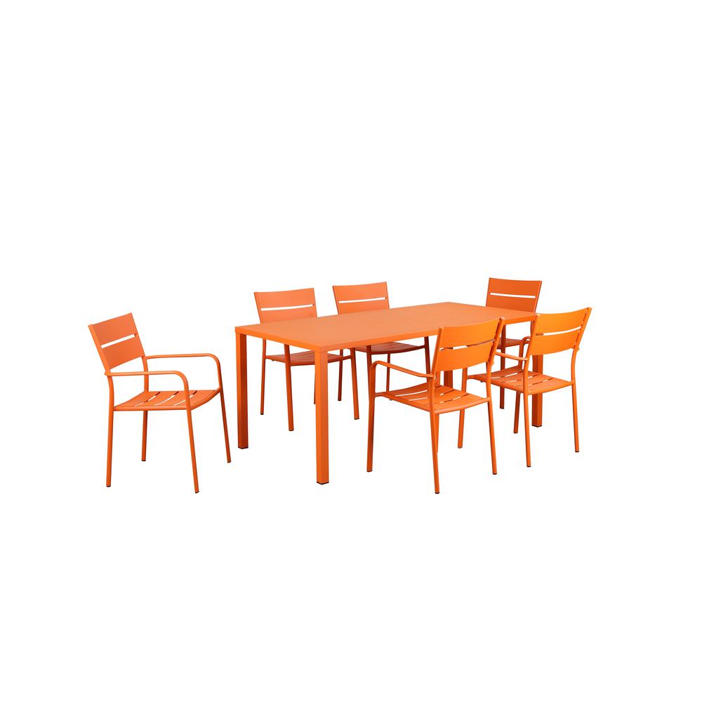 Miami 7 Piece Dining Set, Orange