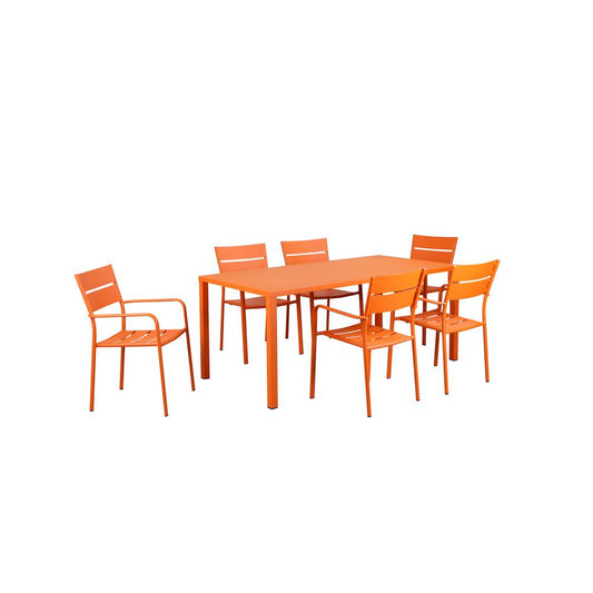 Miami 7 Piece Dining Set, Orange