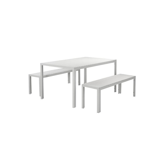 Breeze 3 Piece Dining Set, White & White