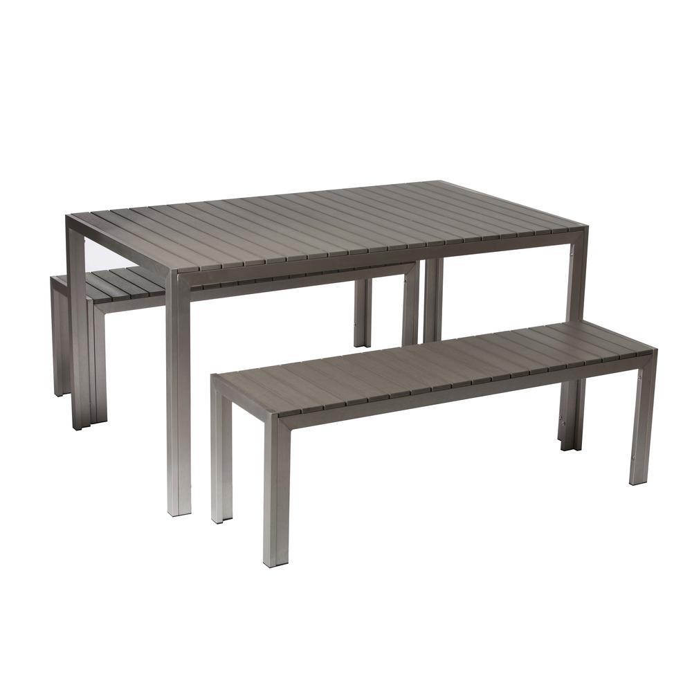 Breeze 3 Piece Dining Set, Grey