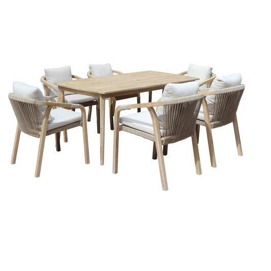 Lola 7 Piece Dining Set Beige