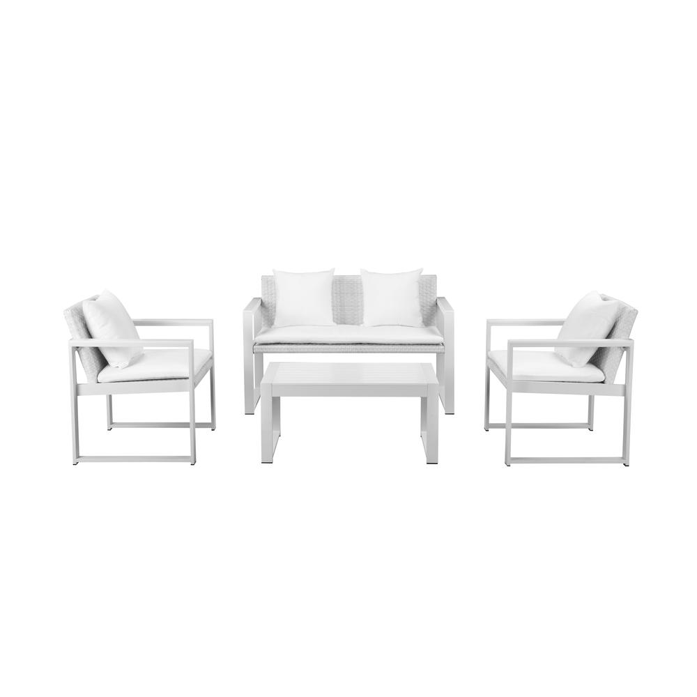 Chester 4 Piece Sofa, White & White