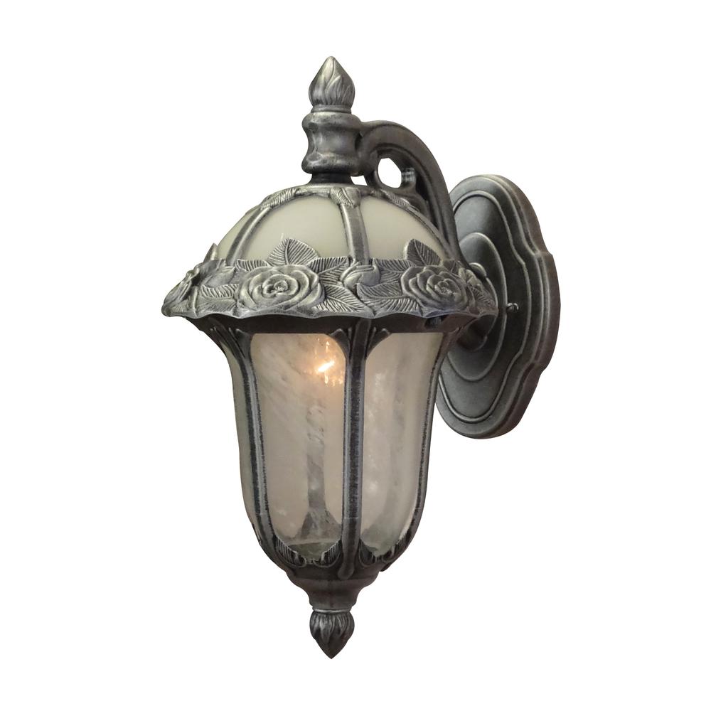 Rose Garden F-1711-SW-AB Rose Garden Small Top Mount 1 Light with Alabaster Glass Outdoor Wall Lantern