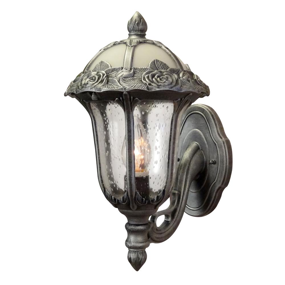 Rose Garden F-1717-SW-SG Rose Garden Small Bottom Mount 1 Light with Seedy Glass Outdoor Wall Lantern