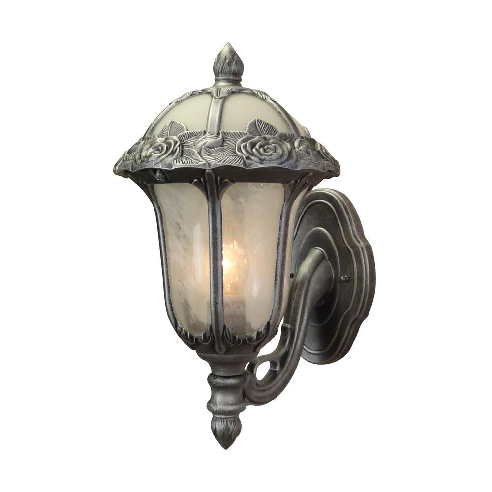 Rose Garden F-1717-SW-AB Rose Garden Small Bottom Mount 1 Light with Alabaster Glass Outdoor Wall Lantern