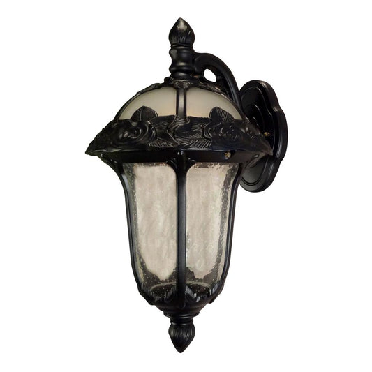 Rose Garden F-1711-BLK-SG Rose Garden Small Top Mount 1 Light with Clear Seedy Glass Outdoor Wall Lantern