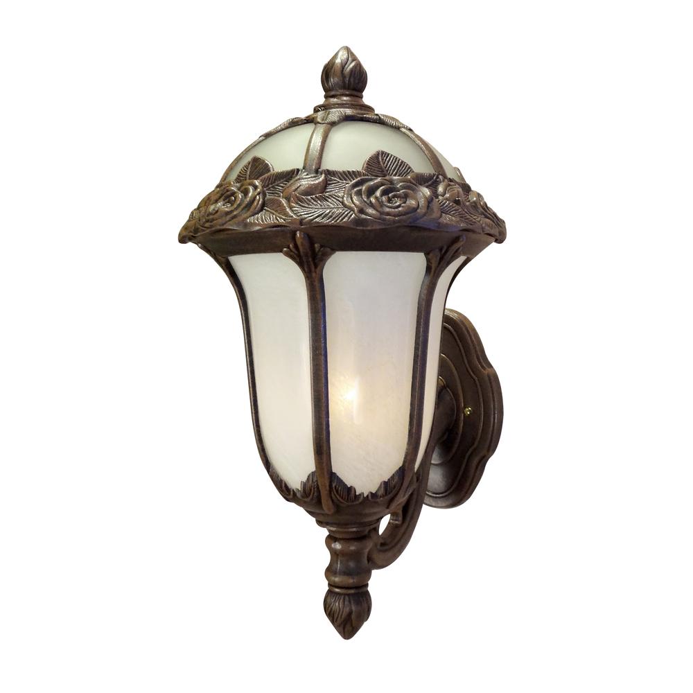 Rose Garden F-1717-CP-AB Rose Garden Small Bottom Mount 1 Light with Alabaster Glass Outdoor Wall Lantern