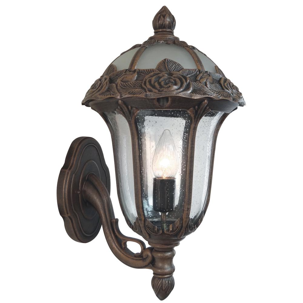 Rose Garden F-1717-CP-SG Rose Garden Small Bottom Mount 1 Light with Clear Seedy Glass Outdoor Wall Lantern