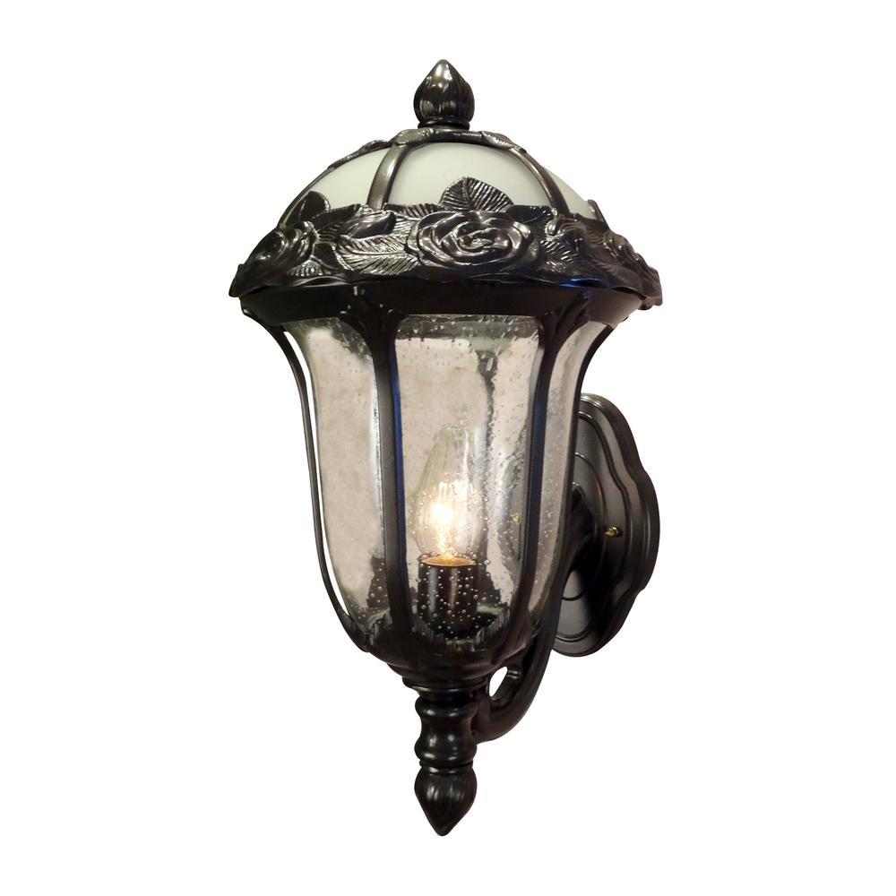 Rose Garden F-1717-ORB-SG Small Bottom Mount 1 Light with Clear Seedy Glass Outdoor Wall Lantern