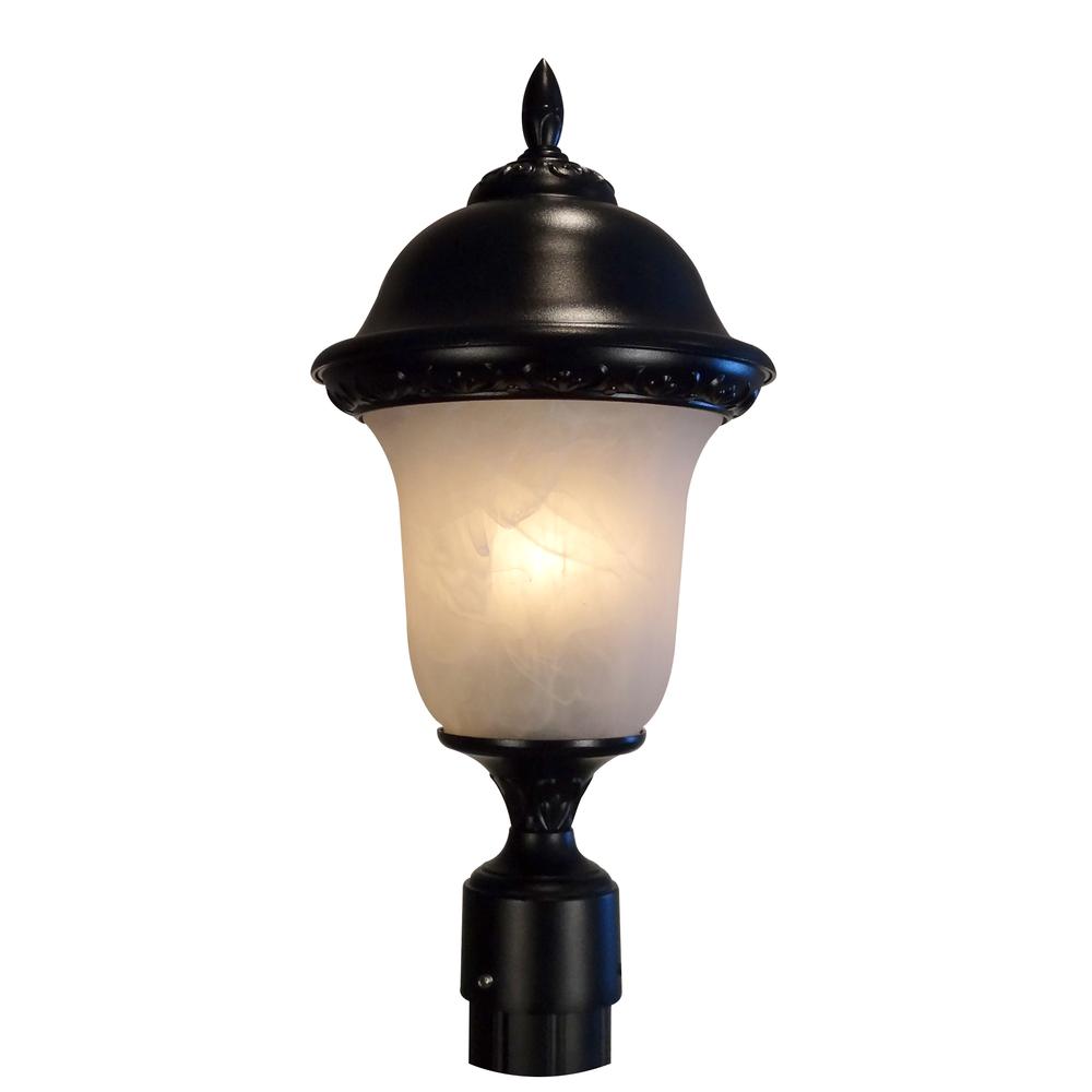 Glenn Aire F-2990-BLK-AB Medium Post Mount with Alabaster Glass