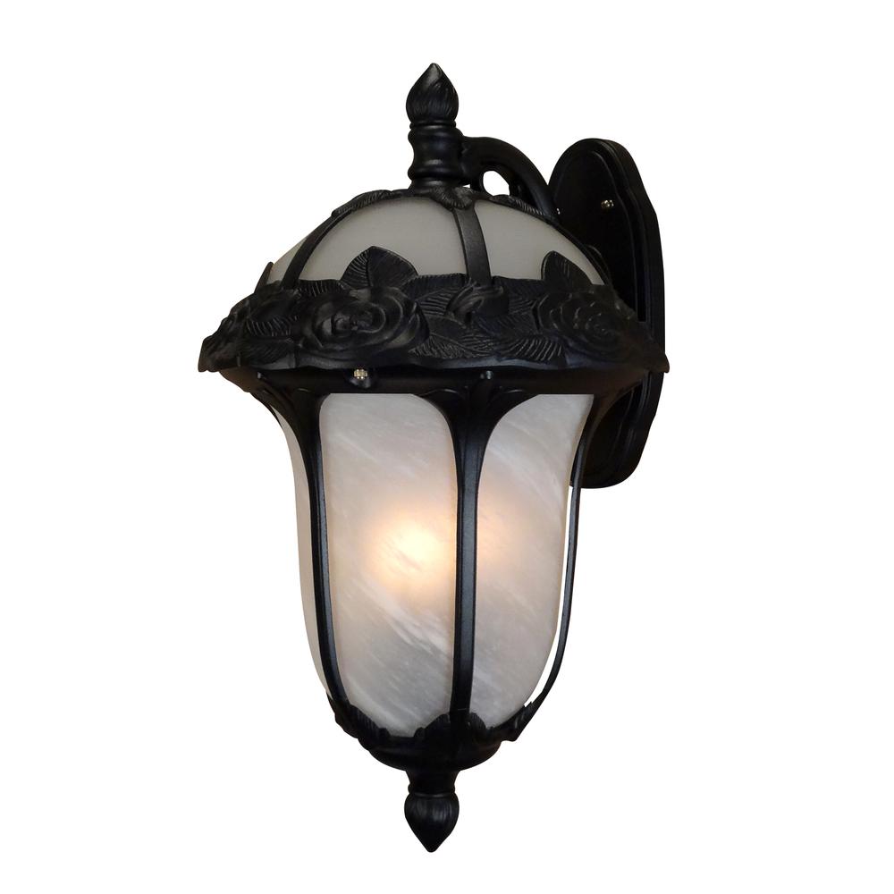 Rose Garden F-3711-BLK-AB Large Top Mount Light with Alabaster Glass