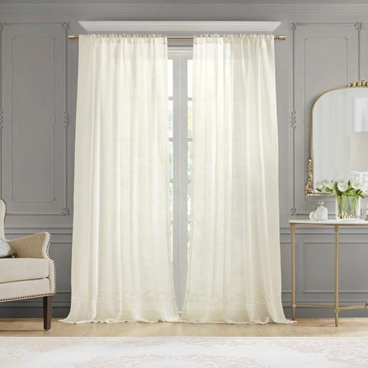 100% Polyester Cornelli Link Wide Width Single Panel Ivory 52x84"