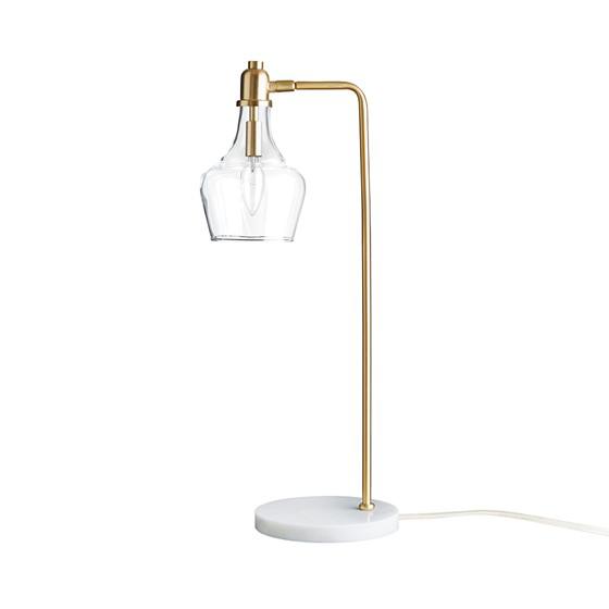 24" H Table Lamp with Marble Base, 9x7,5, Gold