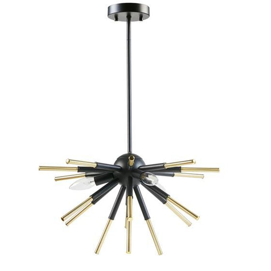 Chandelier Matte Black /Gold 18x18x53"