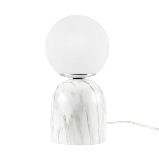 Frosted Glass Globe Resin Table Lamp, 6x6, White