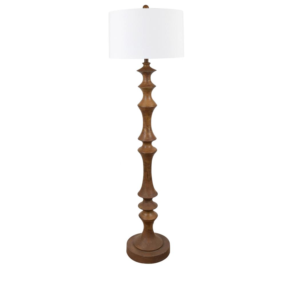 Crestview Collection Evolution Caleb Resin Wood Floor Lamp in Brown