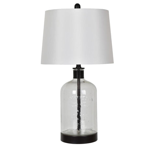 Crestview Collection Bailey Clear Glass and Black Metal Jar Style Table Lamp