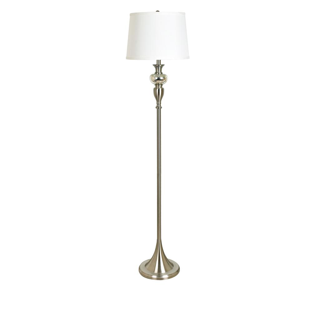 Crestview Collection Finely Brushed Nickle Floor Lamp with Glass Detail