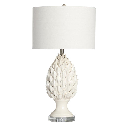 Crestview Collection 31.25" Table Lamp, White & Cream, Ceramic Body & Crystal Base