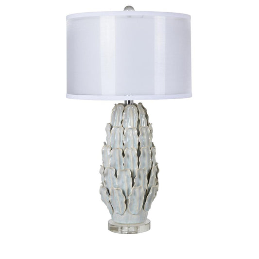 Crestview Collection 32" Table Lamp, Soft Blue, Ceramic Body & Crystal Base