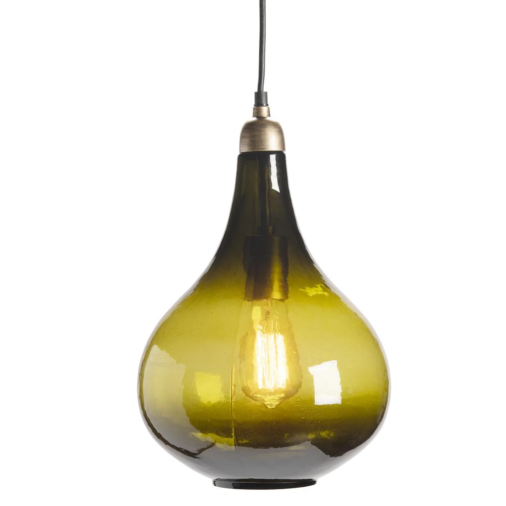 Crestview Collection Mallorie Green Glass Pendant Light Metal Green