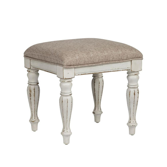 Magnolia Manor Vanity Stool, W16 x D18 x H18, White