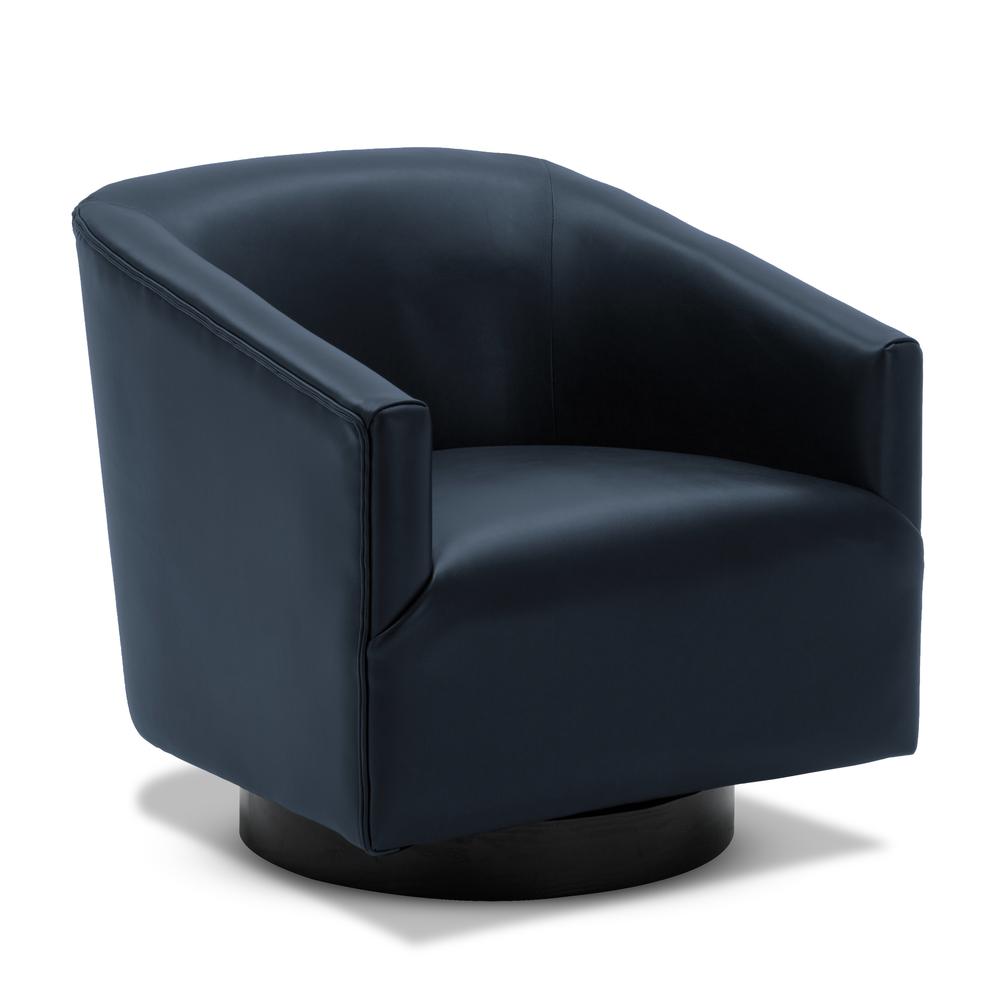 Gaven Midnight Blue Wood Base Swivel Chair