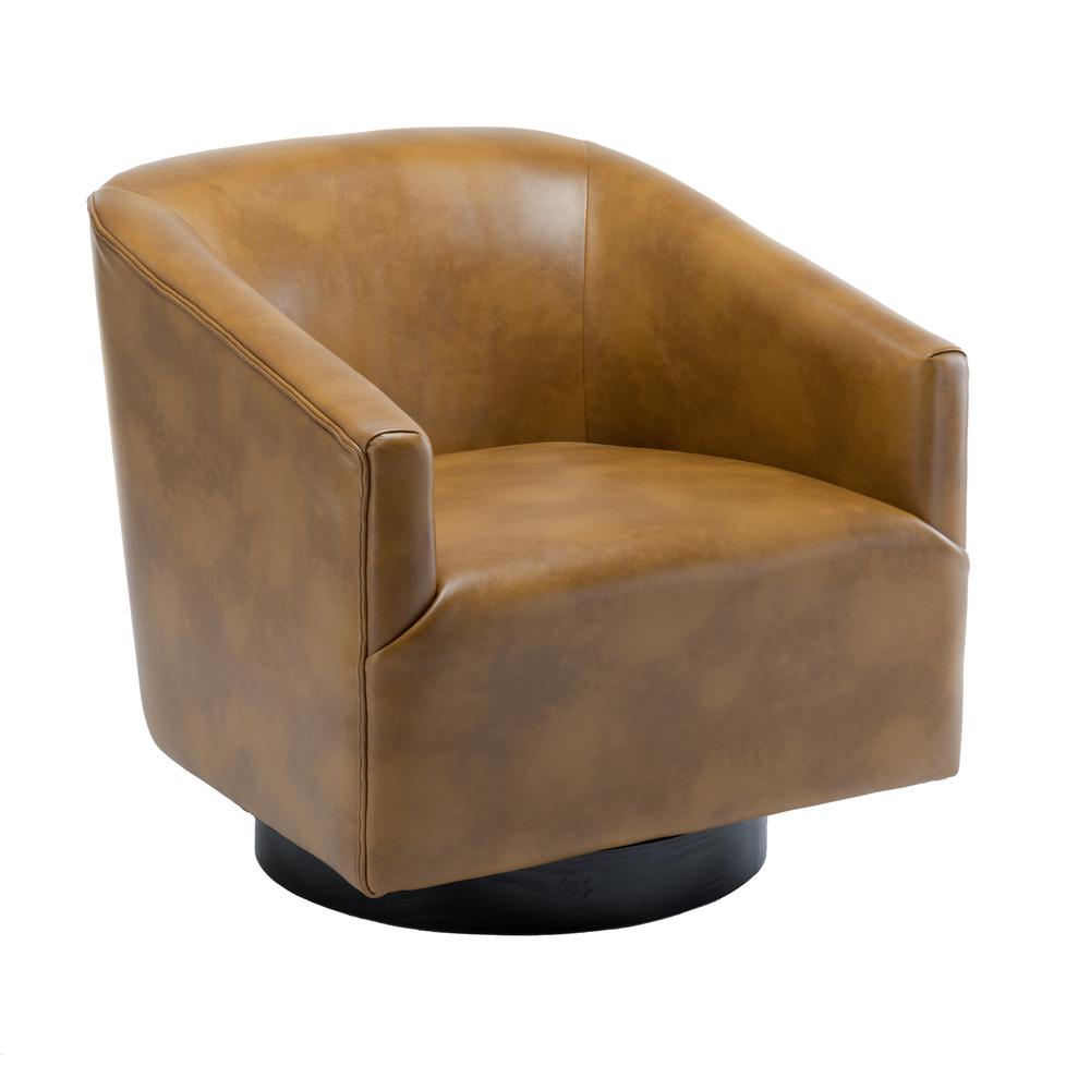 Gaven Camel Wood Base Swivel Chair