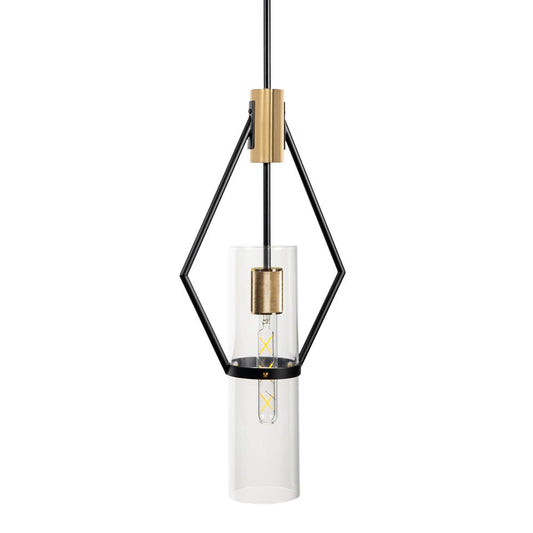 Everly Single Light Pendant, Black and Brass