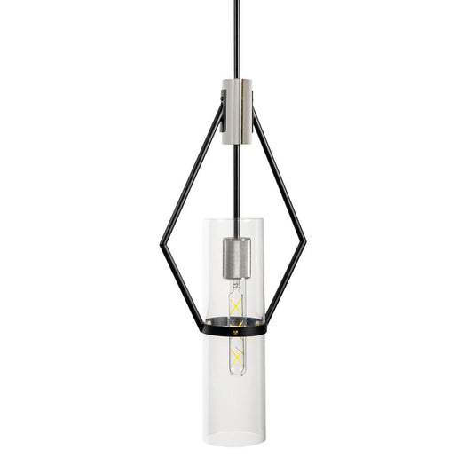 Everly Single Light Pendant, Black and Chrome