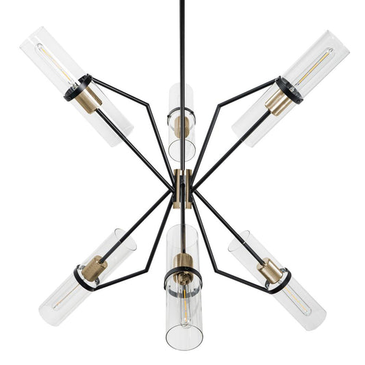 Everly 6 Light Chandelier, Black and Brass