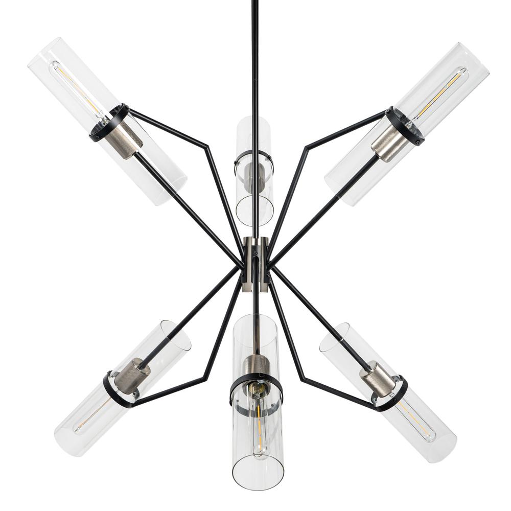 Everly 6 Light Chandelier, Black and Chrome