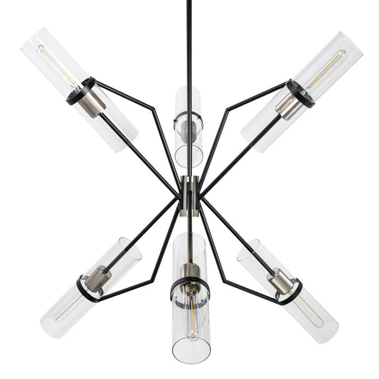 Everly 6 Light Chandelier, Black and Chrome