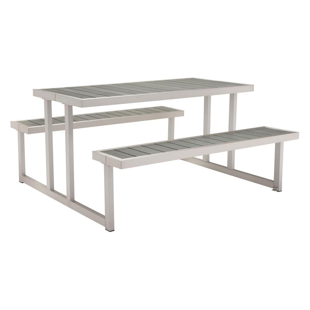 Cuomo Picnic Table Gray & Silver