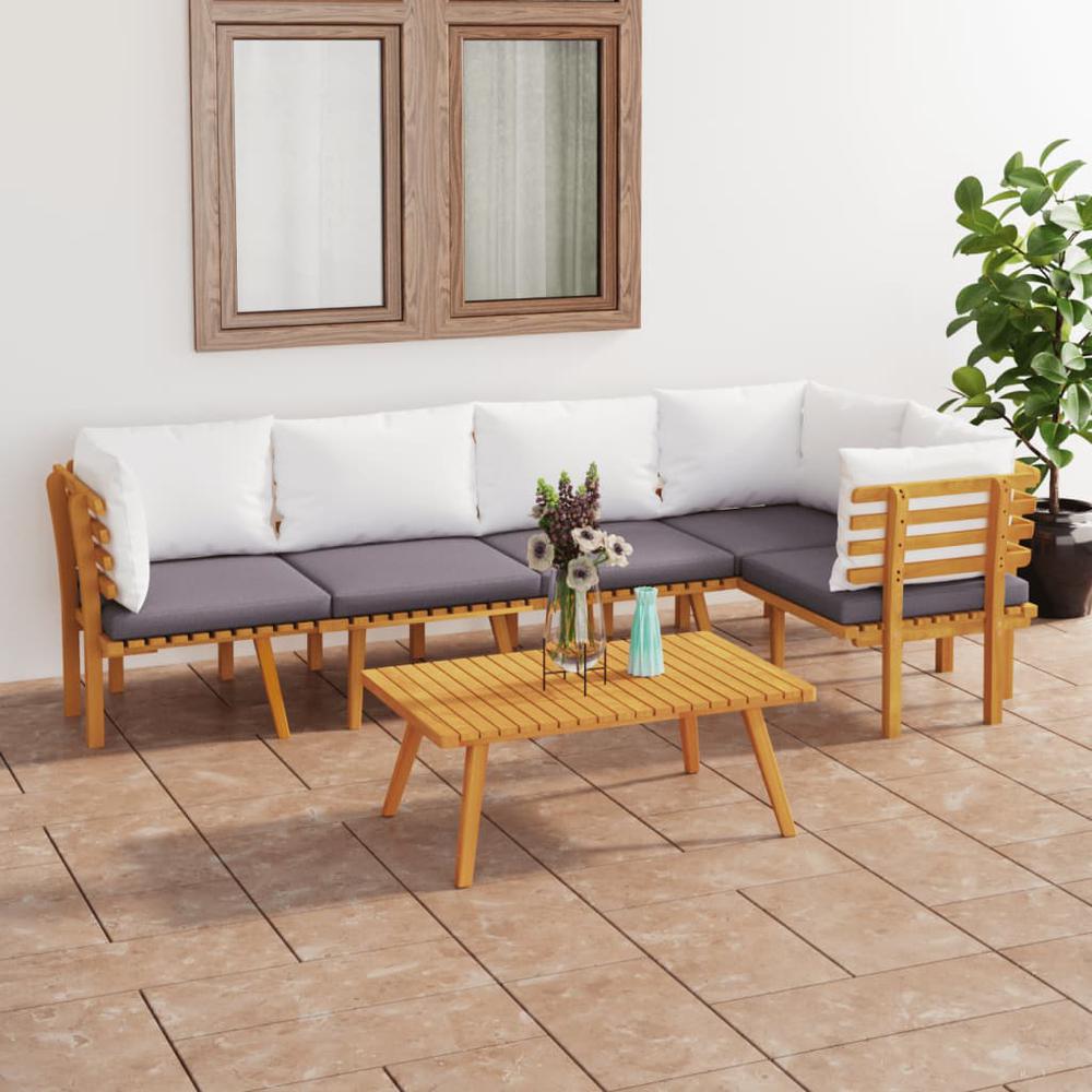 vidaXL 6 Piece Patio Lounge Set with Cushions Solid Acacia Wood, 3087027