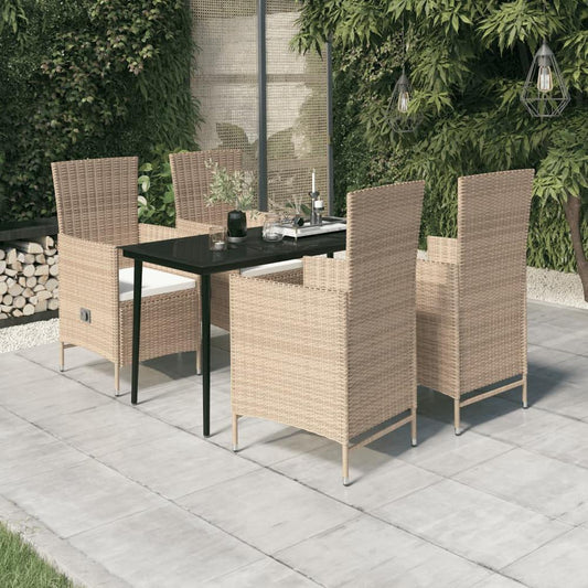 vidaXL 5 Piece Patio Dining Set with Cushions Beige, 3099457