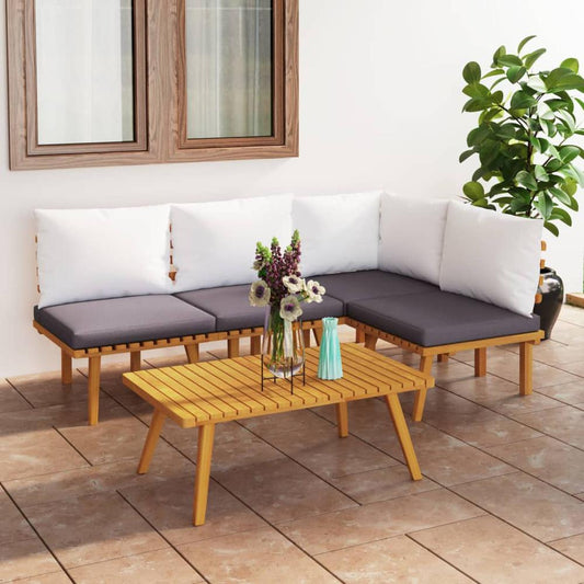 vidaXL 5 Piece Patio Lounge Set with Cushions Solid Acacia Wood, 3087028