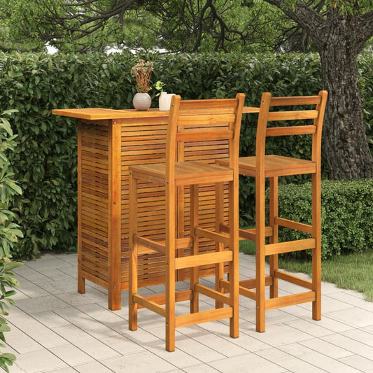 vidaXL 3 Piece Patio Bar Set Solid Wood Acacia, 3115998